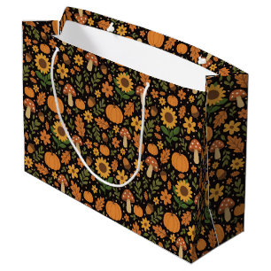 Bolsa de regalo grande con patrón de otoño rústico