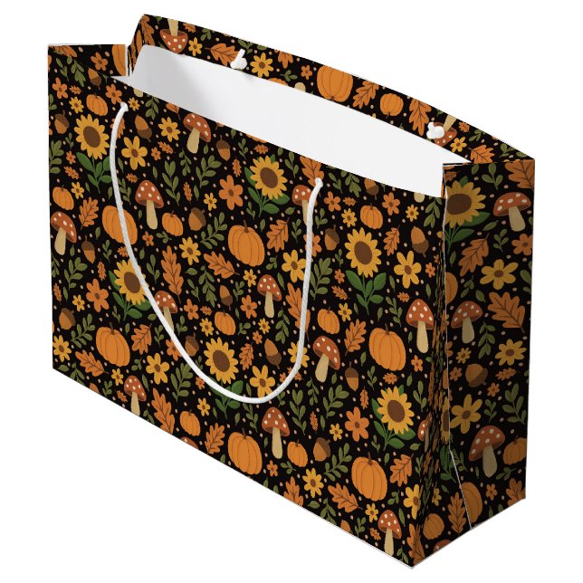 Bolsa de regalo grande con patrón de otoño rústico (Angulo reverso)