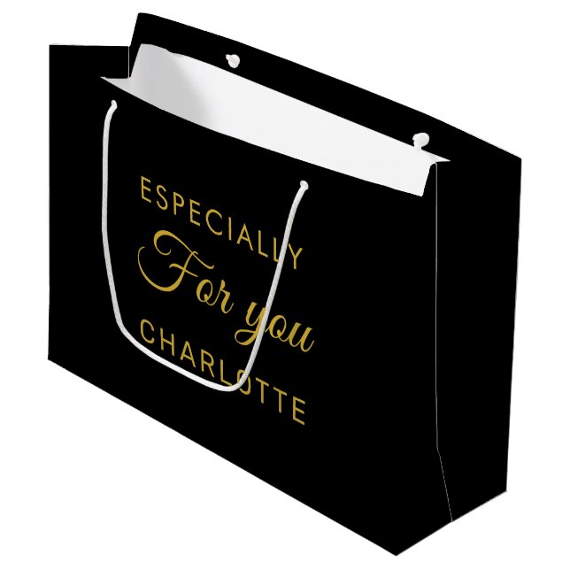 Bolsa de regalo grande con texto personalizado en  (Angulo Anverso)