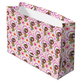 Bolsa De Regalo Grande Conejito Espumoso En Naranja Y Rosa