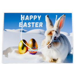 Bolsa De Regalo Grande Conejo blanco de Pascua