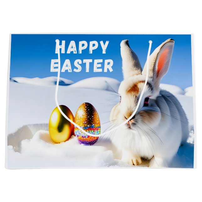Bolsa De Regalo Grande Conejo blanco de Pascua (Anverso)