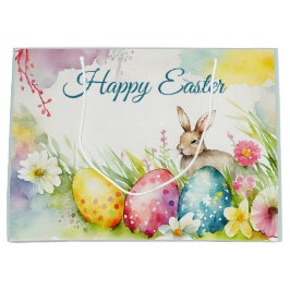 Bolsa De Regalo Grande Conejo de Pascua con tres huevos de Pascua