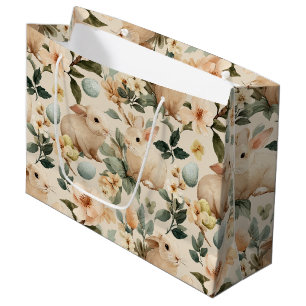 Bolsa De Regalo Grande Conejo de Pascua Floral Vintage (4)
