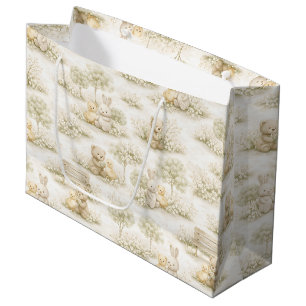 Bolsa De Regalo Grande Conejo Oso Picnic Floral Jardín Neutral (2)