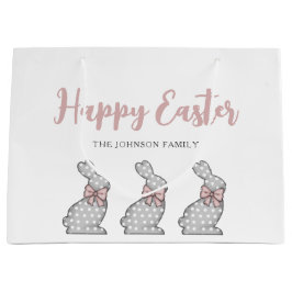 Bolsa De Regalo Grande Conejo rosa lindo Feliz Pascua