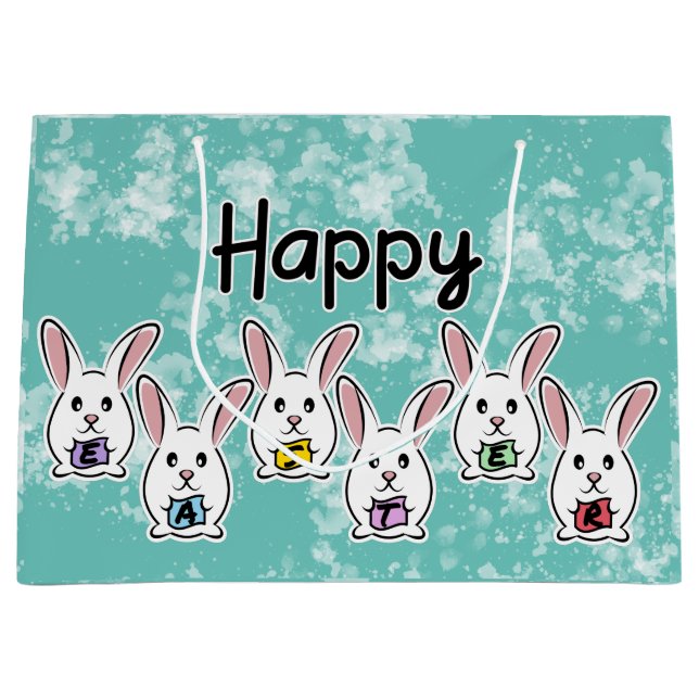 Bolsa De Regalo Grande Conejos de Pascua con Forma de Huevo (Anverso)