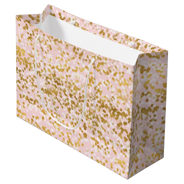 Bolsa De Regalo Grande Confetán blanco de oro rosado (Angulo Anverso)