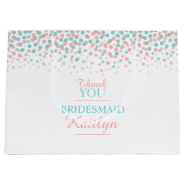 Bolsa De Regalo Grande Confetti puntos verde azulados naranja de coral bo