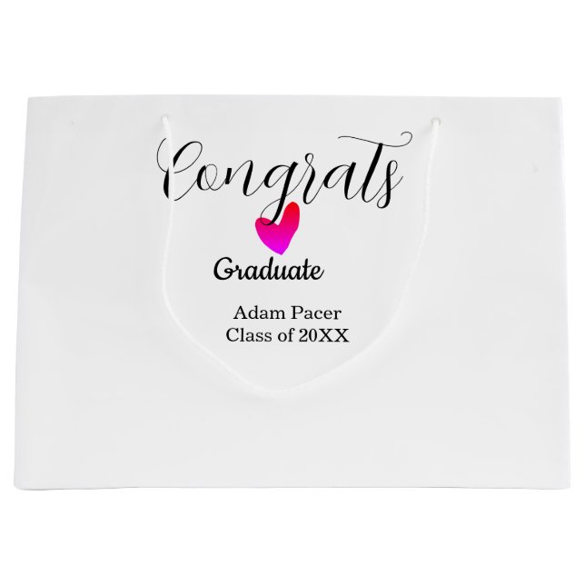 Bolsa De Regalo Grande Congrats graduation name class of 20XX year heart  (Anverso)