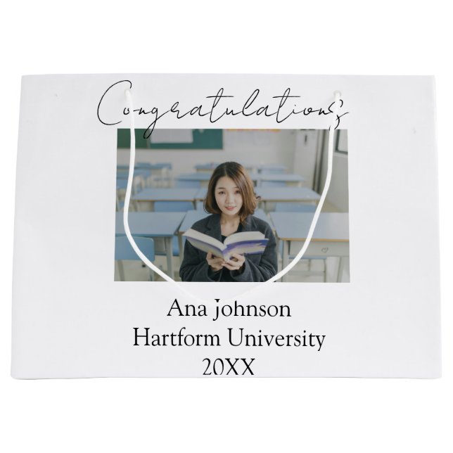 Bolsa De Regalo Grande Congratulations photo graduate name university yea (Anverso)