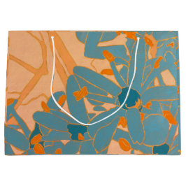 Bolsa De Regalo Grande Contemporary Leaf Design Peach