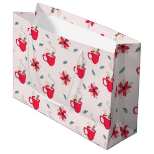 Bolsa De Regalo Grande Copa de Navidades Rojos flores de poinsettia