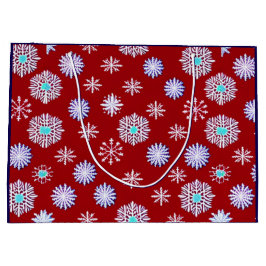 Bolsa De Regalo Grande Copo de Nieve Antiguo sobre Rojo
