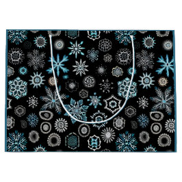 Bolsa De Regalo Grande Copo de Nieve Azul de Navidad