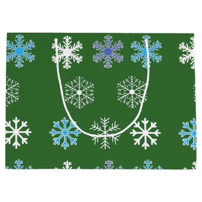 Bolsa de regalo grande copo de nieve verde (Anverso)