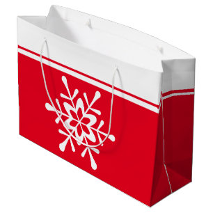 Bolsa De Regalo Grande Copo rojo de copo de nieve blanco para navidades