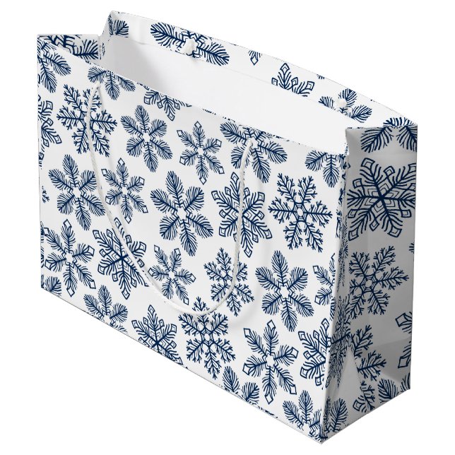 Bolsa De Regalo Grande Copos de nieve azules (Angulo reverso)