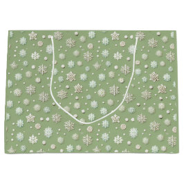 Bolsa De Regalo Grande Copos de nieve en la menta