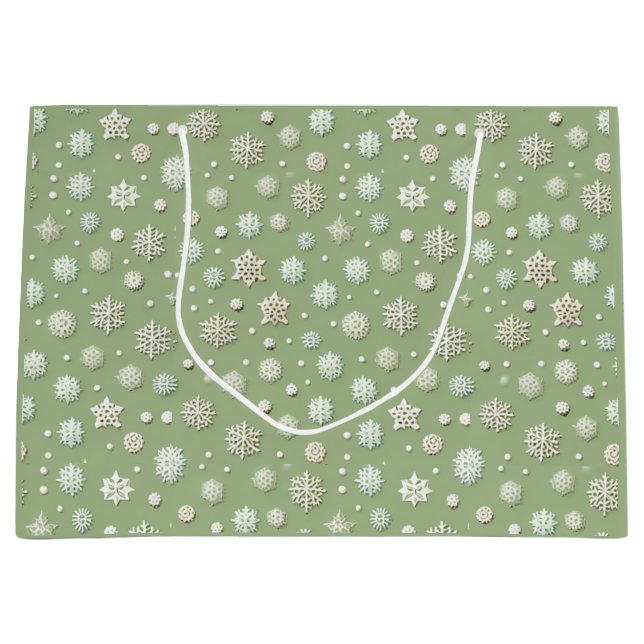 Bolsa De Regalo Grande Copos de nieve en la menta (Anverso)