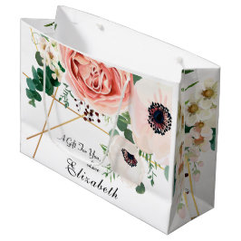 Bolsa De Regalo Grande Coral rosa moderno Floral Botánica