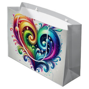 Bolsa De Regalo Grande Corazón arco iris Colores brillantes