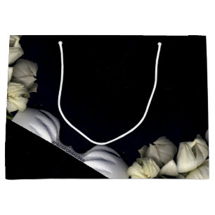 Bolsa De Regalo Grande "Corazón blanco en negro desde la luna"