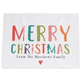 Bolsa De Regalo Grande Corazón de Navidad colorido y brillante