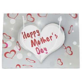 Bolsa De Regalo Grande Corazón de papel 3D del Día de la Madre Feliz
