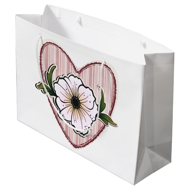 Bolsa De Regalo Grande Corazón de Peonía (Angulo reverso)