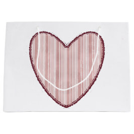 Bolsa De Regalo Grande Corazón Rayado