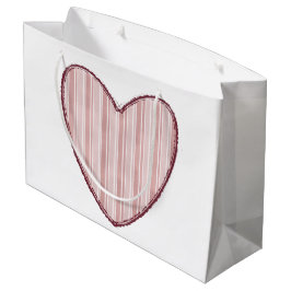 Bolsa De Regalo Grande Corazón Rayado