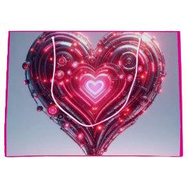 Bolsa De Regalo Grande Corazón rosa brillante futurista moderno
