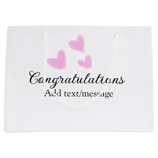 Bolsa De Regalo Grande Corazón rosa felicitaciones graduación acuarela a (Anverso)