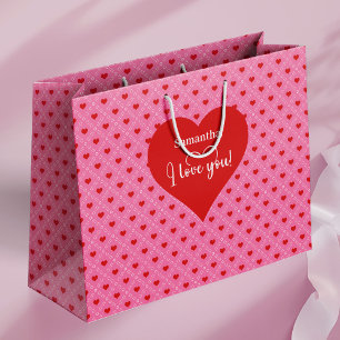 Bolsa De Regalo Grande Corazones de Amor Atemporal Te Amo Regalo Personal