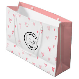 Bolsa De Regalo Grande Corazones de amor modernos blancos y rosados Feliz