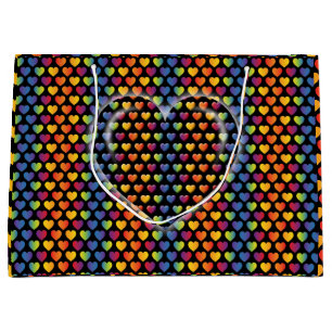 Bolsa De Regalo Grande Corazones de Arcoíris Minimalista Elegante
