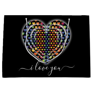 Bolsa De Regalo Grande Corazones de Arcoíris Minimalista Elegante