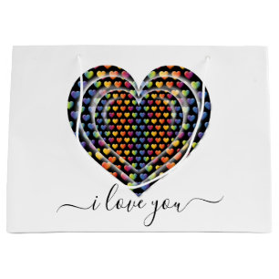 Bolsa De Regalo Grande Corazones de Arcoíris Minimalista Elegante