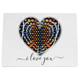 Bolsa De Regalo Grande Corazones de Arcoíris Minimalista Elegante