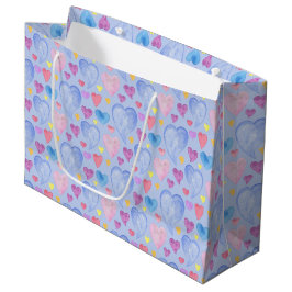 BOLSA DE REGALO GRANDE CORAZONES DE COLOR DE AGUA DE PURPLE AZUL