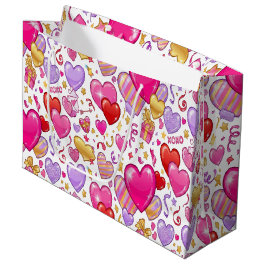 Bolsa De Regalo Grande Corazones de Confeti Vibrantes 