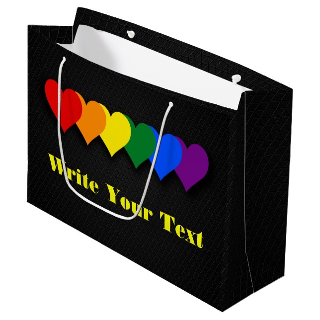 Bolsa De Regalo Grande corazones de orgullo LGBT (Angulo Anverso)