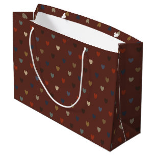 Bolsa De Regalo Grande Corazones de polka en marrón kilim