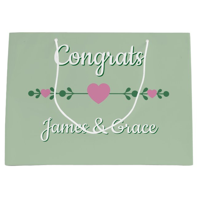 Bolsa De Regalo Grande ¡Corazones! Empaque personalizado para compromiso  (Anverso)