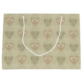 Bolsa De Regalo Grande Corazones florales neutrales blandas con estampado
