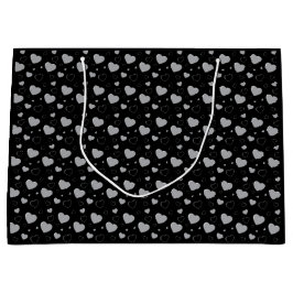 Bolsa De Regalo Grande Corazones grises brillantes patrón romántico lindo