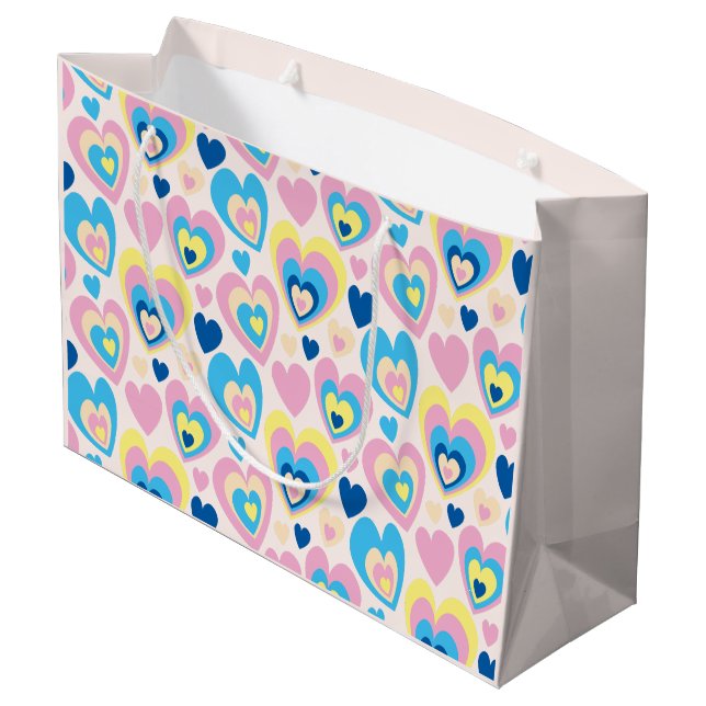 Bolsa De Regalo Grande Corazones Pastel. (Angulo reverso)
