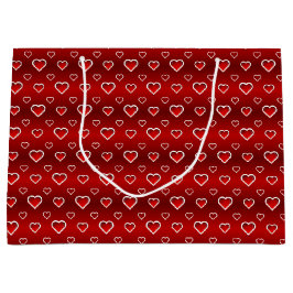 Bolsa De Regalo Grande Corazones rojas y blancas 3D con estampado