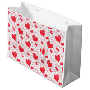 Bolsa De Regalo Grande Corazones rojos, texto, "te amo" .